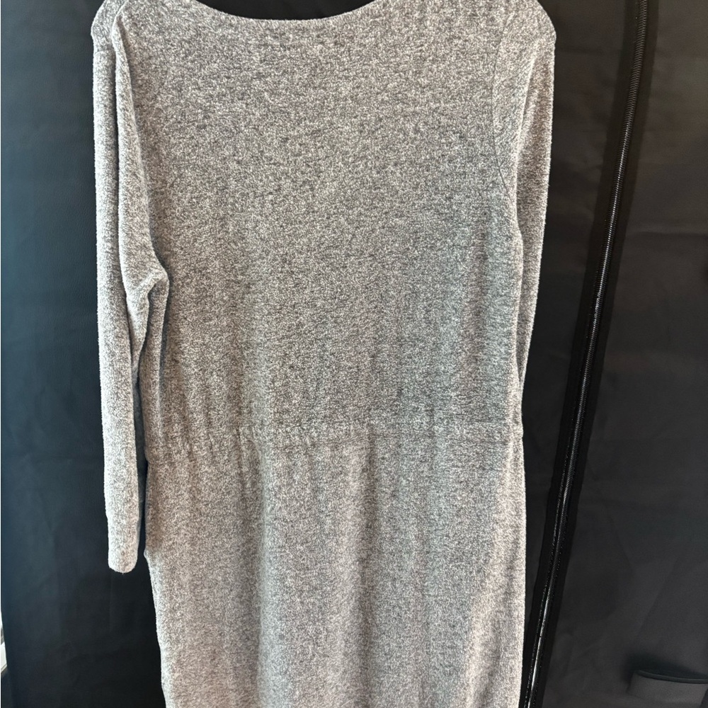 Soft Surroundings Fleece Tie Waist Gray Dress - Picture 9 of 10